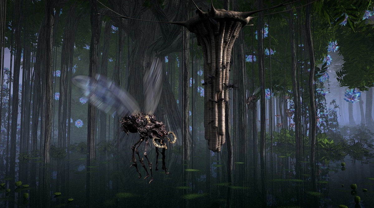 Hiker crossing a rocky stream